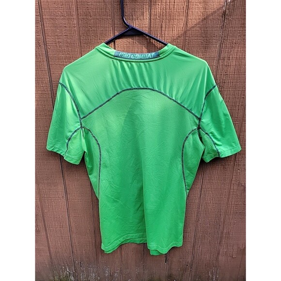 Nike Pro Combat Shirt Men Large Green Fitted Compression Logo Sports - Picture 2 of 6